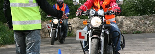 Motorcycle training and testing underway in the county of Hampshire