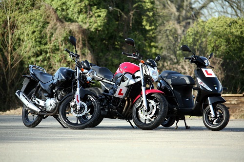 Motorcycle training and testing underway in the county of Worcestershire